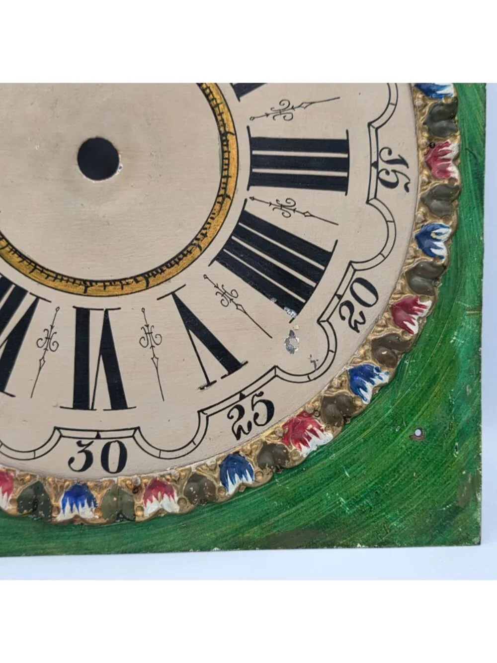 Clock Face Hand Painted Metal 1890s Dutch Longcase Table decor Decoration Face